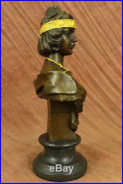 Style Art Nouveau or Patine Deux Ton Superbe Femme Bronze Sculpture Statue