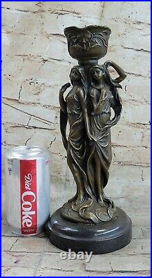 Style Art NouveauKassinDouble Maiden Statue Bronze Sculpture Main Fait Gift