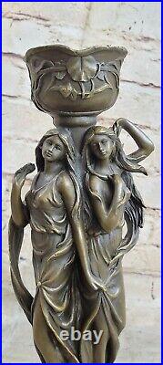 Style Art NouveauKassinDouble Maiden Statue Bronze Sculpture Main Fait Gift