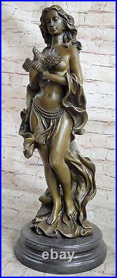 Style Vintage Art Nouveau Femme Oiseau Bronze Figuratif Jardin Sculpture Vente