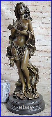 Style Vintage Art Nouveau Femme Oiseau Bronze Figuratif Jardin Sculpture Vente