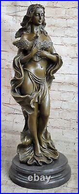 Style Vintage Art Nouveau Femme Oiseau Bronze Figuratif Jardin Sculpture Vente