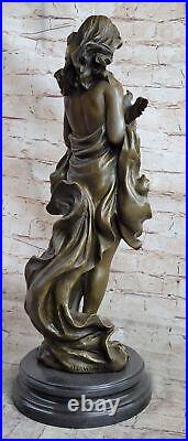 Style Vintage Art Nouveau Femme Oiseau Bronze Figuratif Jardin Sculpture Vente