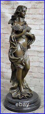 Style Vintage Art Nouveau Femme Oiseau Bronze Figuratif Jardin Sculpture Vente