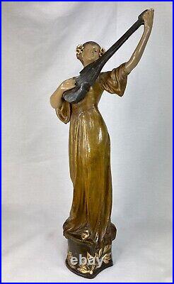 Sublime Statue Terre Cuite Goldscheider Femme Epoque Art Nouveau Liberty 1900