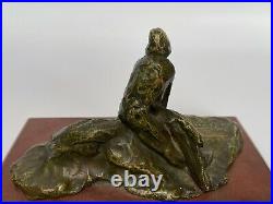 Sujet En Bronze Par Amedeo Gennarelli Paysan Cerclant Foin Art Nouveau C2699