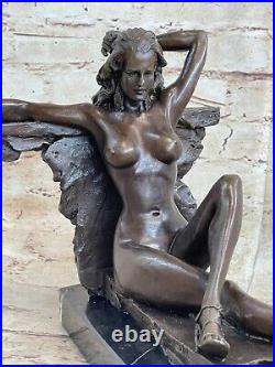 Superbe Aldo Vitaleh Style Art Nouveau Nu Femme Bronze Sculpture'Lost' Cire