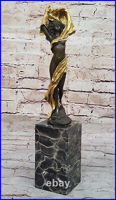 Superbe Bronze Style Art Nouveau Vent Maiden Statue Sculpture Art Affaire
