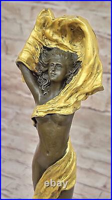 Superbe Bronze Style Art Nouveau Vent Maiden Statue Sculpture Art Affaire