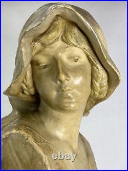 Superbe Buste Femme Terre Cuite Art Nouveau 1900 Goldscheider B. Haniroff Signee