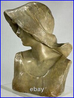 Superbe Buste Femme Terre Cuite Art Nouveau 1900 Goldscheider B. Haniroff Signee