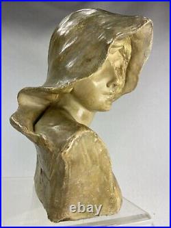 Superbe Buste Femme Terre Cuite Art Nouveau 1900 Goldscheider B. Haniroff Signee