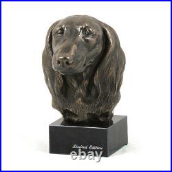 Teckel à poil long, statue miniature / buste de chien, limitée, Art Dog FR