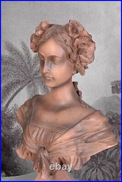 Tête D'une Femme Buste Figurine Art Nouveau Décorative Nymphe de 48cm Fille