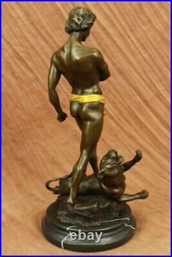 The Lion Slayer Superbe Français Bronze Sculpture Statue Art Nouveau Potet uvre
