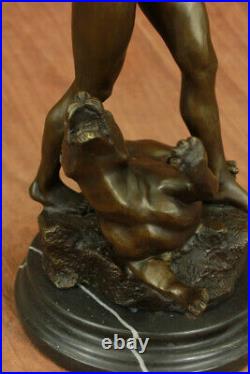 The Lion Slayer Superbe Français Bronze Sculpture Statue Art Potet Figurine