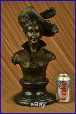Très Joli Nu Femelle Bronze Classique Portrait Buste Sculpture Art Nouveau Large