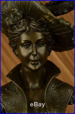 Très Joli Nu Femelle Bronze Classique Portrait Buste Sculpture Art Nouveau Large