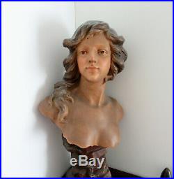 Tres joli buste polychrome art nouveau signé L. Goyeau