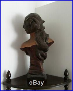 Tres joli buste polychrome art nouveau signé L. Goyeau