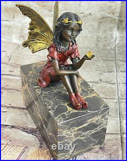 Véritable Bronze Sculpture Style Art Nouveau Ange Statue Fonte Mythique