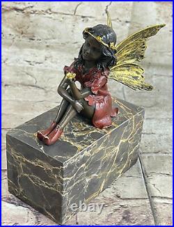 Véritable Bronze Sculpture Style Art Nouveau Ange Statue Fonte Style Mythique
