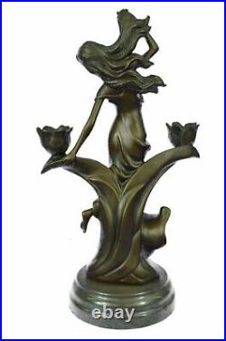 Victorien Doré Bronze Art Nouveau Style Chandelier Bougeoir Sculpture