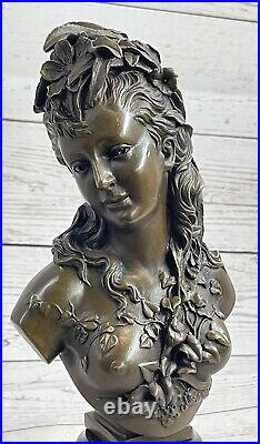 Victorien Maiden Buste Femelle Statue Art Nouveau Vintage Reproduction Bronze