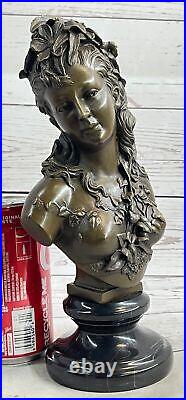 Victorien Maiden Buste Femelle Statue Style Art Nouveau Vintage Bronze Affaire
