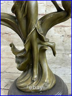Victorien Or Doré Bronze Style Art Nouveau Chandelier Bougeoir Sculpture De