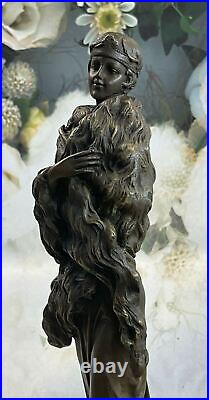 Vintage 1920 `S Art Déco Nouveau Français Bronze Femme Danseuse Statue Sur