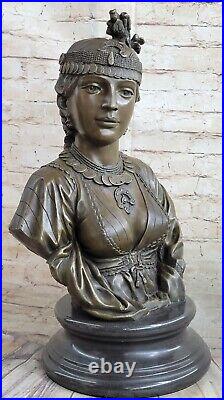 Vintage Art Déco Nouveau Français Bronze Statue Femelle Buste Figuratif Femme