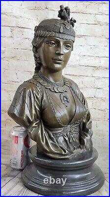 Vintage Art Déco Nouveau Français Bronze Statue Femelle Buste Figuratif Femme