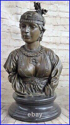 Vintage Art Déco Nouveau Français Bronze Statue Femelle Buste Figuratif Femme