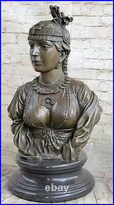 Vintage Art Déco Nouveau Français Bronze Statue Femelle Buste Figuratif Femme