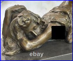 Vintage Art Déco / Style Nouveau Bronze Statue En Chair Femme Érotique