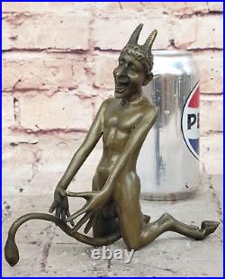 Vintage Art Nouveau Euro Bronze Diable Satan Démon Satyre Sculpture Fonte Solde