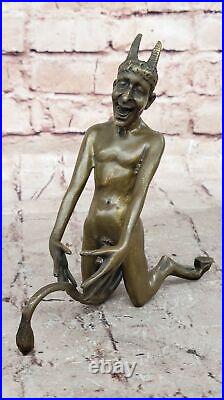 Vintage Art Nouveau Euro Bronze Diable Satan Démon Satyre Sculpture Fonte Solde