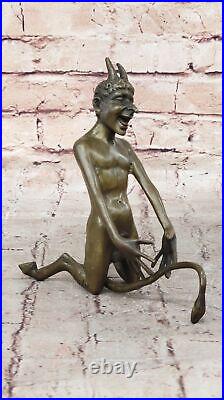 Vintage Art Nouveau Euro Bronze Diable Satan Démon Satyre Sculpture Fonte Solde