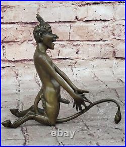 Vintage Art Nouveau Euro Bronze Diable Satan Démon Satyre Sculpture Fonte Solde