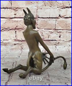 Vintage Art Nouveau Euro Bronze Diable Satan Démon Satyre Sculpture Fonte Solde