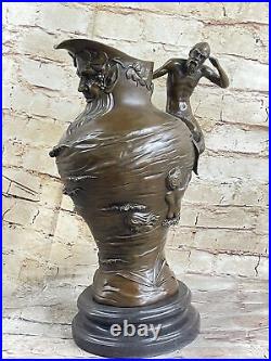 Vintage Art Nouveau Moreau Chair Sirène Deux Couleur Doré Bronze Vase Affaire
