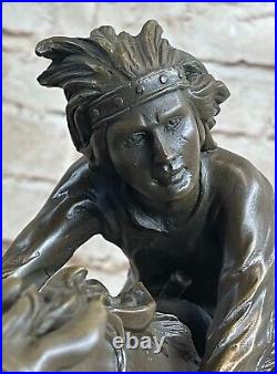 Vintage Bronze Métal Sculpture Western Art Nouveau Deco Antoine Bofill Rare