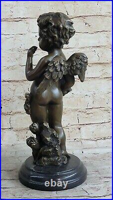 Vintage Français Style Art Nouveau Bronze Sculpture De Winged Signée Moreau