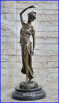 Vintage Français Style Art Nouveau Moreau Bronze Sculpture Fonte Nu Maiden Ouvre