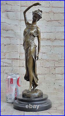 Vintage Français Style Art Nouveau Moreau Bronze Sculpture Fonte Nu Maiden Ouvre