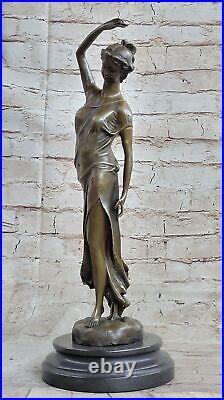 Vintage Français Style Art Nouveau Moreau Bronze Sculpture Fonte Nu Maiden Ouvre