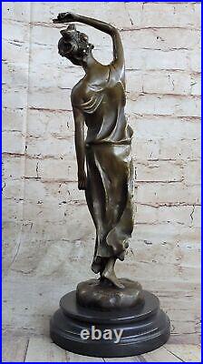 Vintage Français Style Art Nouveau Moreau Bronze Sculpture Fonte Nu Maiden Ouvre