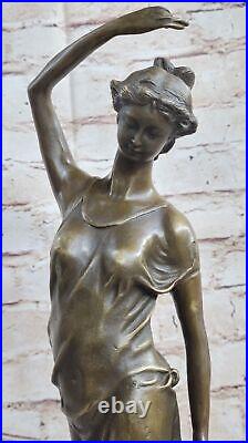 Vintage Français Style Art Nouveau Moreau Bronze Sculpture Fonte Nu Maiden Ouvre