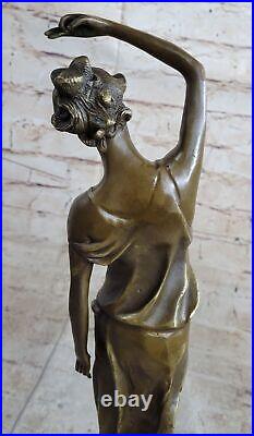 Vintage Français Style Art Nouveau Moreau Bronze Sculpture Fonte Nu Maiden Ouvre